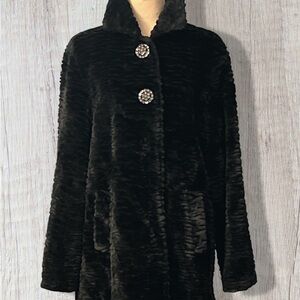 Luxurious Black Faux Fur Coat
